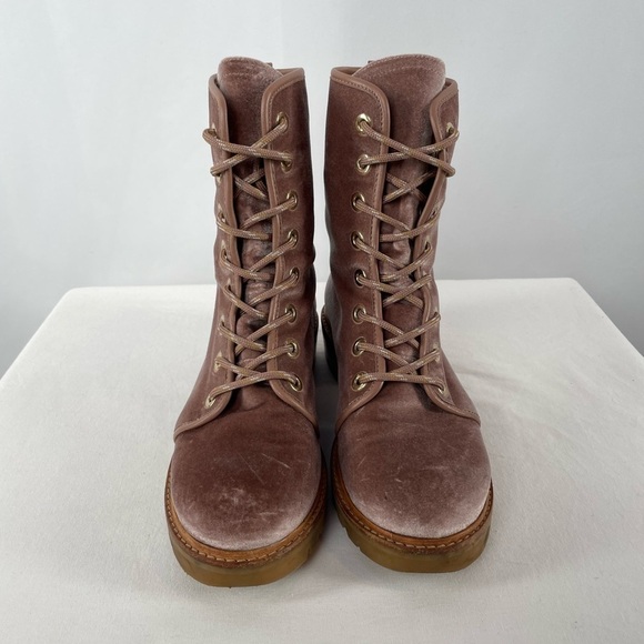 Stuart Weitzman Metermaid Velvet‎ Combat Boots in Candy Pink Size 7.5 - Picture 9 of 16